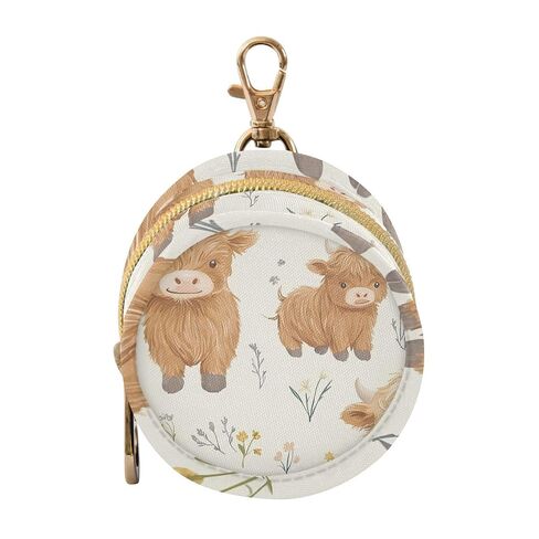 YETTASBIN Cute Highland Cow Portable Pacifier Holder Case with Metal Hook Buckle & Zipper for Diaper Bag and Stroller, Versatile All-in-One Travel-Friendily Baby Pacifier Pouch for Boy Girl in Kuwait