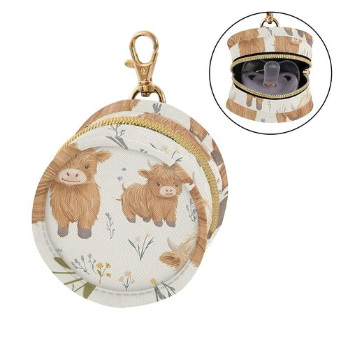 YETTASBIN Cute Highland Cow Portable Pacifier Holder Case with Metal Hook Buckle & Zipper for Diaper Bag and Stroller, Versatile All-in-One Travel-Friendily Baby Pacifier Pouch for Boy Girl in Kuwait