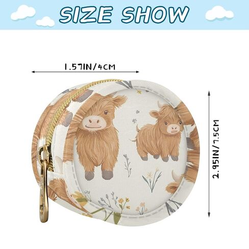 YETTASBIN Cute Highland Cow Portable Pacifier Holder Case with Metal Hook Buckle & Zipper for Diaper Bag and Stroller, Versatile All-in-One Travel-Friendily Baby Pacifier Pouch for Boy Girl in Kuwait