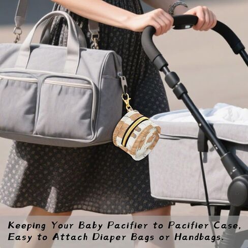 YETTASBIN Cute Highland Cow Portable Pacifier Holder Case with Metal Hook Buckle & Zipper for Diaper Bag and Stroller, Versatile All-in-One Travel-Friendily Baby Pacifier Pouch for Boy Girl in Kuwait