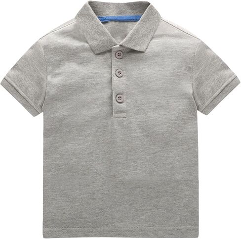 Kids Short Sleeve Polo Shirt Lapel Neck Solid Color Button Tops Regular Fit Casual Formal Dress School Uniform Preppy Tees in Kuwait