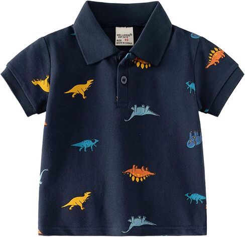 Toddler Dinosaur Print Polo Shirt Boys Girls Short Sleeve Tops Kids Summer Vacation Cute Graphic Shirt School Uniform Tshirt in Kuwait