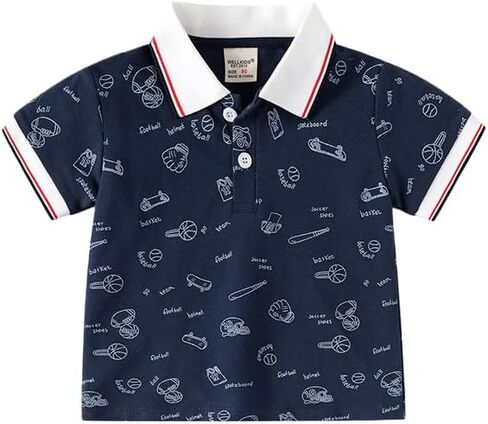 Newborn Baby Boys Lapel Polo Uniform Shirt Short Sleeve Button Down Tops Shirts Summer Summer Clothes in Kuwait