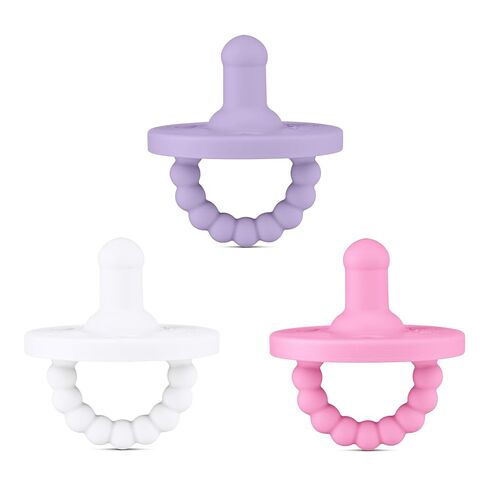 Ryan & Rose Cutie PAT All-in-One Pacifier and Teether Massaging Teething Ring and Hideaway Binky for Growing Babies (Bliss (3 Pack), Stage 1) in Kuwait