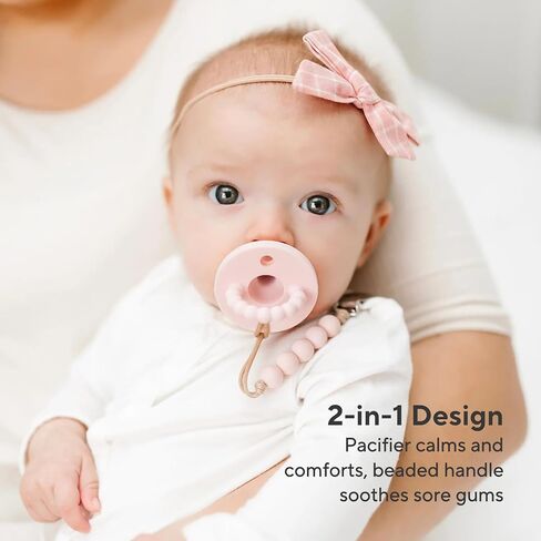 Ryan & Rose Cutie PAT All-in-One Pacifier and Teether Massaging Teething Ring and Hideaway Binky for Growing Babies (Bliss (3 Pack), Stage 1) in Kuwait