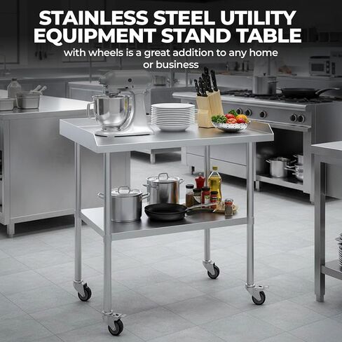 Stainless Steel Rolling Working Equipment Grill Table Stand 30" x 24" (DEEP x Long) with Casters Wheels in Kuwait