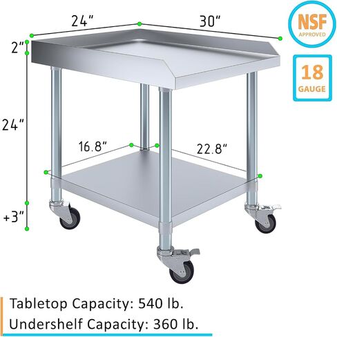 Stainless Steel Rolling Working Equipment Grill Table Stand 30" x 24" (DEEP x Long) with Casters Wheels in Kuwait