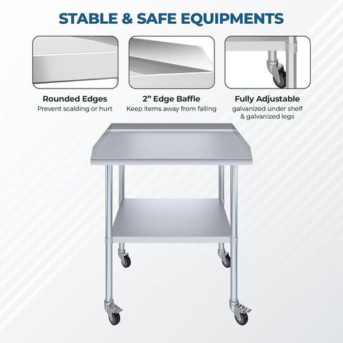 Stainless Steel Rolling Working Equipment Grill Table Stand 30" x 24" (DEEP x Long) with Casters Wheels in Kuwait