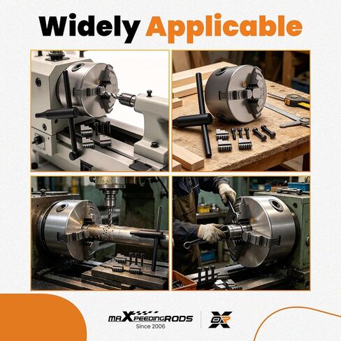 maXpeedingrods K11-80 3-Jaw Lathe Chuck 3" 80mm 16mm Bore 4000RPM Cast Iron w/Outside & Inside Jaws Key Screws Replaces K1180 in Kuwait