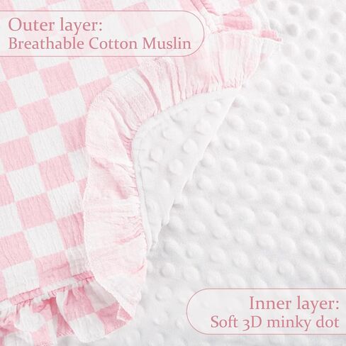 Muslin Car Seat Cover Baby Girls, Infant Carseat Cover for Summer Use, Breathable Newborn Car Seat Canopy, Pink Checkered in Kuwait