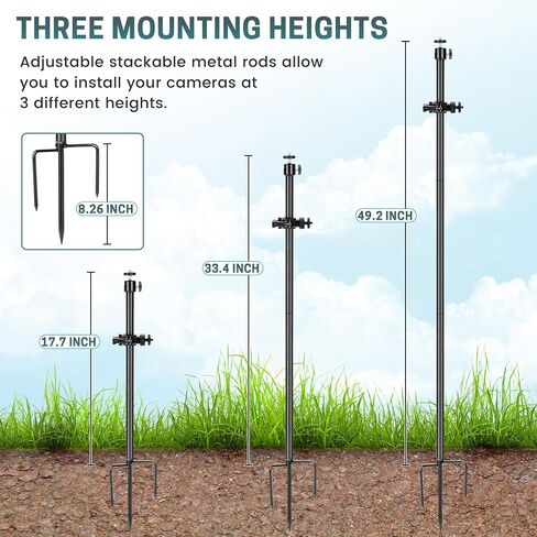 Camera Mount, 2-in-1 Pole Ground Stake Mount Stand with Solar Panel Mount for Ring, Blink, Eufy, Wyze, Google Nest & Arlo, 360° Adjustment Holder, Outdoor Camera Mount Ground Stake Bracket in Kuwait