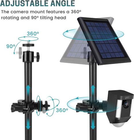 Camera Mount, 2-in-1 Pole Ground Stake Mount Stand with Solar Panel Mount for Ring, Blink, Eufy, Wyze, Google Nest & Arlo, 360° Adjustment Holder, Outdoor Camera Mount Ground Stake Bracket in Kuwait