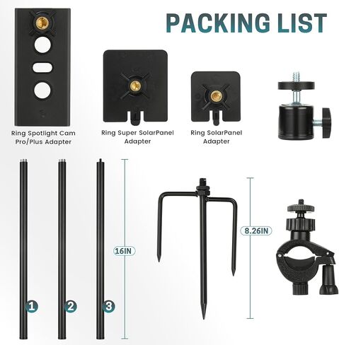 Camera Mount, 2-in-1 Pole Ground Stake Mount Stand with Solar Panel Mount for Ring, Blink, Eufy, Wyze, Google Nest & Arlo, 360° Adjustment Holder, Outdoor Camera Mount Ground Stake Bracket in Kuwait