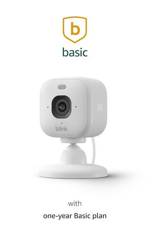 Blink Mini 2K+ (newest model) with 1-Year Basic plan – Plug-in Home & Pet Security Camera with 2K video resolution, color night vision, enhanced audio, motion detection – 1 camera (White) in Kuwait
