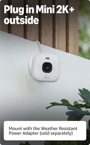 Blink Mini 2K+ (newest model) with 1-Year Basic plan – Plug-in Home & Pet Security Camera with 2K video resolution, color night vision, enhanced audio, motion detection – 1 camera (White) in Kuwait