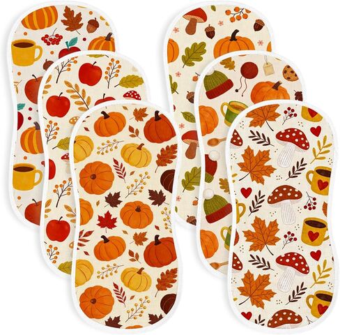 6pcs Fall Burp Cloths for Baby Boys Girls Parent with Autumn Maple Leaves Halloween Pumpkin Apple Mushroom 20×10in Absorbent Burp Rags for Newborn Spit Up,Gender Neutral Thanksgiving Baby Shower in Kuwait