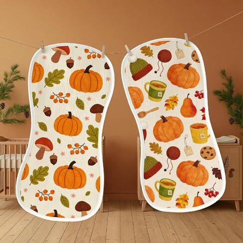 6pcs Fall Burp Cloths for Baby Boys Girls Parent with Autumn Maple Leaves Halloween Pumpkin Apple Mushroom 20×10in Absorbent Burp Rags for Newborn Spit Up,Gender Neutral Thanksgiving Baby Shower in Kuwait