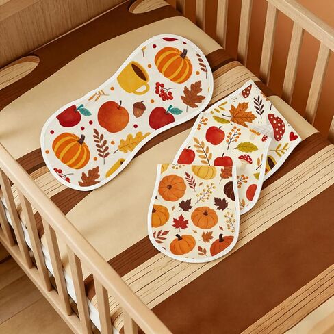 6pcs Fall Burp Cloths for Baby Boys Girls Parent with Autumn Maple Leaves Halloween Pumpkin Apple Mushroom 20×10in Absorbent Burp Rags for Newborn Spit Up,Gender Neutral Thanksgiving Baby Shower in Kuwait