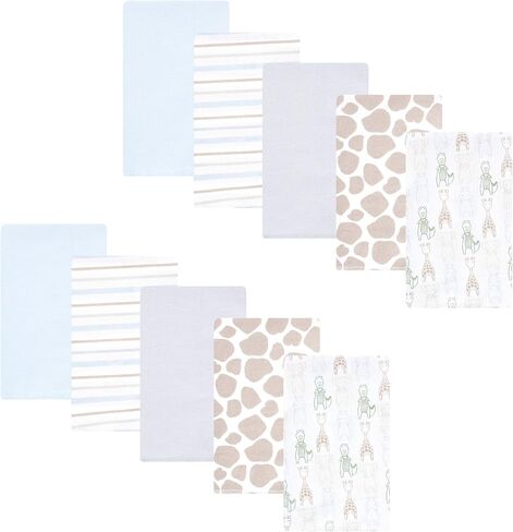 Hudson Baby Cotton Flannel Burp Cloths 10-Pack, Modern Safari Friends, One Size in Kuwait