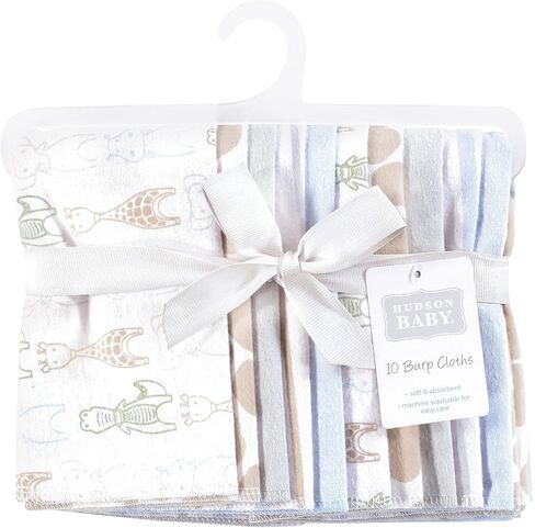 Hudson Baby Cotton Flannel Burp Cloths 10-Pack, Modern Safari Friends, One Size in Kuwait