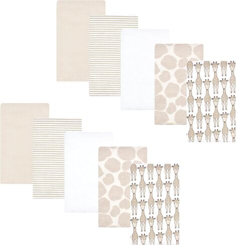 Hudson Baby Cotton Flannel Burp Cloths 10-Pack, Giraffe, One Size in Kuwait