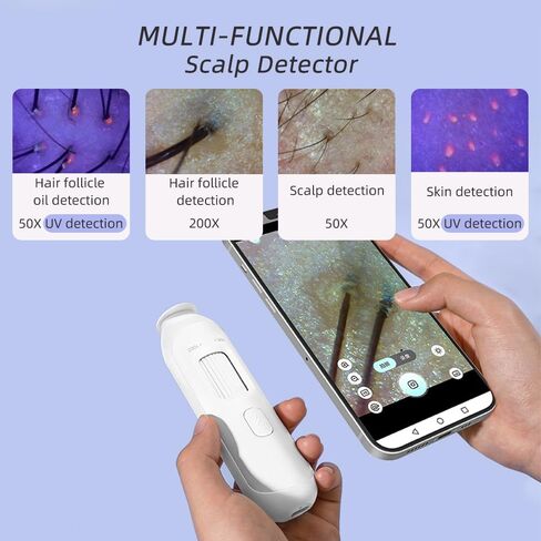 Wireless Scalp Camera Handheld Microscope,50X–200X Zoom Fixed Focus HD Magnifier with LED,WiFi Portable Microscopes for Phone/ipad in Kuwait
