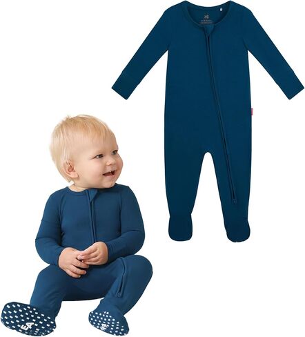 Bamboo Viscose Baby Boys Footie Pajama Long Sleeve One-piece Romper 2-Way Zipper Jumpsuit in Kuwait