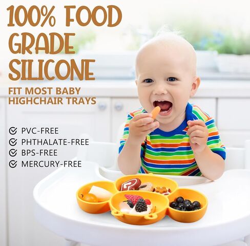 Maxdot 4 Pcs Silicone Baby Plates Toddler Suction Plates Divided Baby Dishes Cute Animal Kids Plates for Toddlers Baby Feeding Eating Supplies, Microwave and Dishwasher Safe (Multi Colors,Cute) in Kuwait