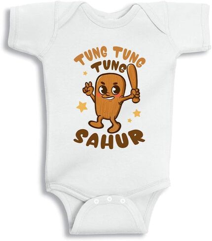 TeesAndTankYou Chibi Tung Tung Tung Sahur Italian Brainrot Meme Baby Infant Bodysuit in Kuwait