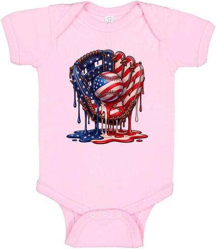 TeesAndTankYou Patriotic Baseball Drip Baby Infant Bodysuit in Kuwait