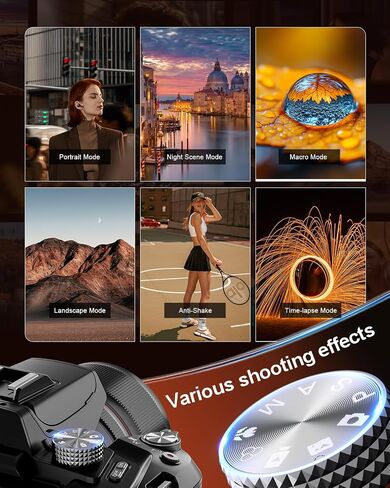NBD 8K Digital Cameras for Photography,64MP Vlogging Cameras for YouTube,16X Optical Zoom Travel Point and Shoot Digital Cameras Fotograficas with 180°Flip Screen,2 Batteries,64GB Card (Black) in Kuwait