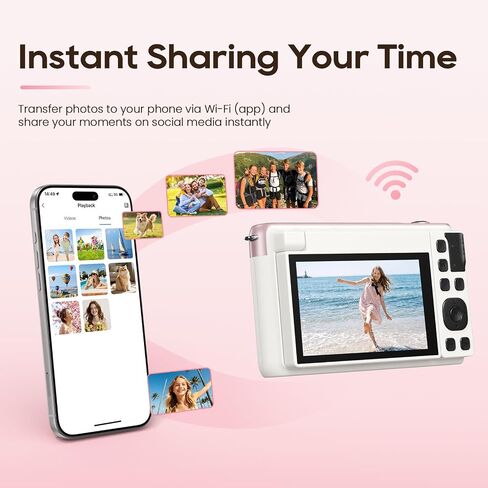 Digital Camera for Teens, 2026 Latest 4K 75MP Autofocus WiFi Vlogging Camera with 3''180° Flip Screen, 16X Zoom, 32GB TF Card, Portable Compact Cameras for Kids Teens Beginner (White) in Kuwait