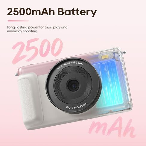 Digital Camera for Teens, 2026 Latest 4K 75MP Autofocus WiFi Vlogging Camera with 3''180° Flip Screen, 16X Zoom, 32GB TF Card, Portable Compact Cameras for Kids Teens Beginner (White) in Kuwait