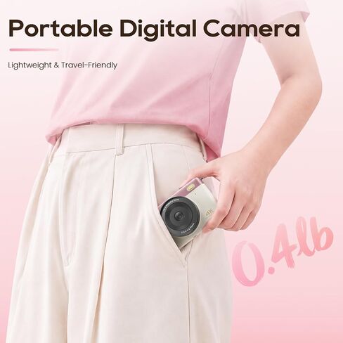 Digital Camera for Teens, 2026 Latest 4K 75MP Autofocus WiFi Vlogging Camera with 3''180° Flip Screen, 16X Zoom, 32GB TF Card, Portable Compact Cameras for Kids Teens Beginner (White) in Kuwait