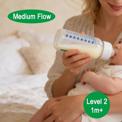 Silicone Nipple Compatible with Dr. Brown’s Natural Flow Level 2 Narrow Bottle, Medium Flow, 3m+, 8Pcs in Kuwait