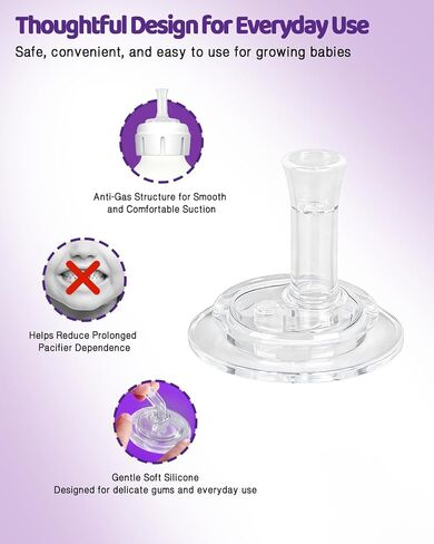 Sippy Straw Nipples for Dr. Brown's Narrow & Glass Bottles, Soft Silicone Spill-Proof Conversion Nipples for Baby Transition, Fits 8m+, BPA-Free, 4 Pack in Kuwait