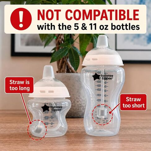 Sippy Cup Conversion Kit for for Tommee Tippee 9 oz Baby Bottles, 2-Pack | Food Grade Silicone Spout Nipples and Weighted Straw, Cleaning Brush, BPA-Free CPSC Certified, 4+ Months Sippy Cup Transition in Kuwait