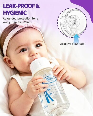 Sippy Straw Nipples for Dr. Brown's Narrow & Glass Bottles, Soft Silicone Spill-Proof Conversion Nipples for Baby Transition, Fits 8m+, BPA-Free, 4 Pack in Kuwait