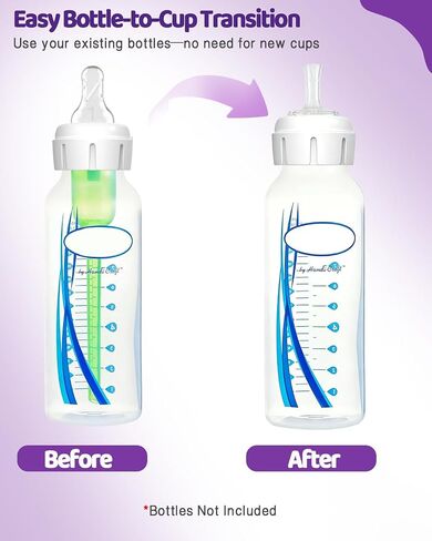 Sippy Straw Nipples for Dr. Brown's Narrow & Glass Bottles, Soft Silicone Spill-Proof Conversion Nipples for Baby Transition, Fits 8m+, BPA-Free, 4 Pack in Kuwait