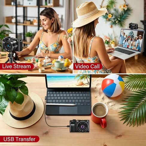 8K Digital Camera - WiFi Cameras for Photography 88MP - Autofocus Vlogging Camera for YouTube - UHD Video Camara for Beginner Photographer with 3" 180° Flip Screen, 18X Zoom, Lens Hood, Memory Card in Kuwait