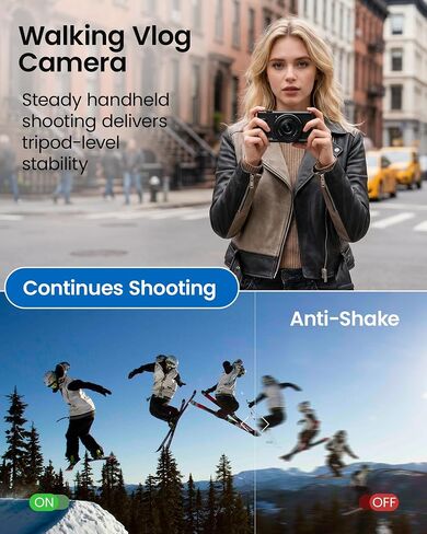 5K Digital Camera for Photography, 3" 270° Flip Screen Vlogging Camera for YouTube, 80MP Autofocus with 18X Digital Zoom, Compact Travel Camera for Beginners，2 Batteries, 32GB Card & Flash, Black in Kuwait