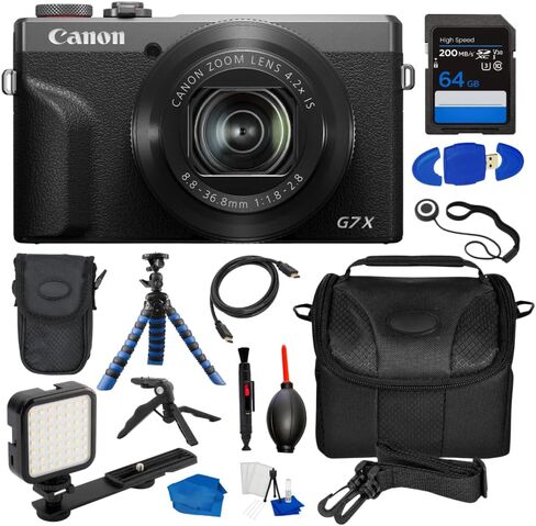 Canon PowerShot G7 X Mark III Digital Camera Kit (Graphite Limited Edition) with 64GB Extreme PRO SD Card, LED Video Light, Tripods, Camera Case, HDMI Cable, Cleaning Kit & More Accessories (Renewed) in Kuwait