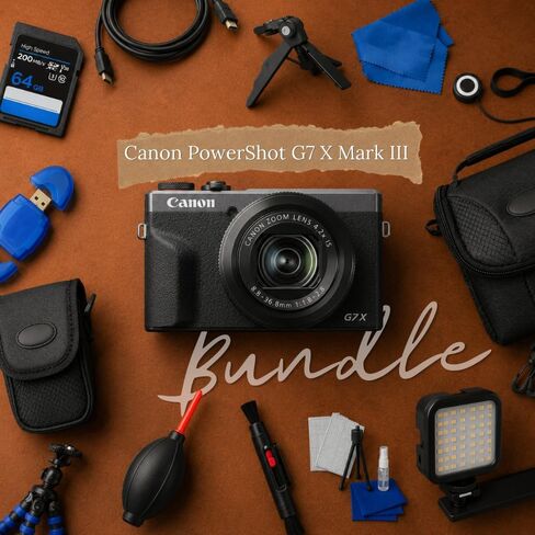 Canon PowerShot G7 X Mark III Digital Camera Kit (Graphite Limited Edition) with 64GB Extreme PRO SD Card, LED Video Light, Tripods, Camera Case, HDMI Cable, Cleaning Kit & More Accessories (Renewed) in Kuwait