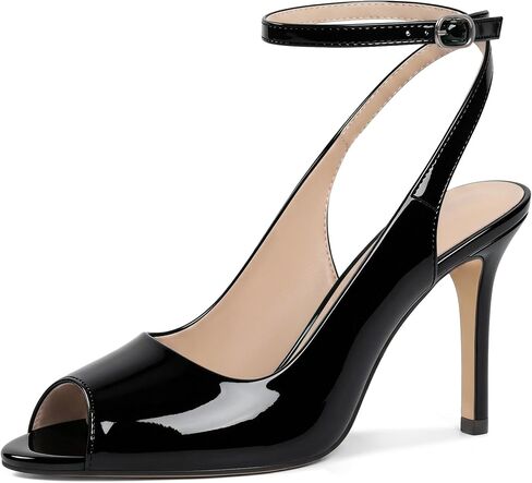 Soireelady Women's Peep Toe Heels Slingback High Heel Stilettos Ankle Strap Sexy Party Work Dress Shoes 3.5 Inches in Kuwait