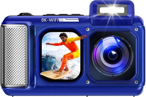 Maxmango V08 Pro 49FT Underwater Camera - 8K 90MP WiFi Waterproof Digital Camera with Touchscreen, Dustproof Shockproof Rugged Camera for Snorkeling, 64GB Point and Shoot Digital Digital Cam - Blue in Kuwait
