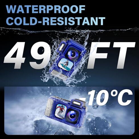 Maxmango V08 Pro 49FT Underwater Camera - 8K 90MP WiFi Waterproof Digital Camera with Touchscreen, Dustproof Shockproof Rugged Camera for Snorkeling, 64GB Point and Shoot Digital Digital Cam - Blue in Kuwait
