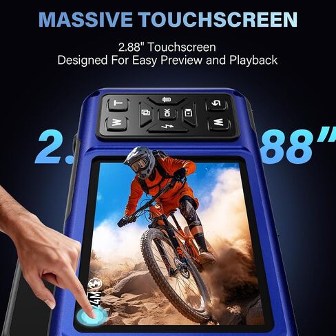 Maxmango V08 Pro 49FT Underwater Camera - 8K 90MP WiFi Waterproof Digital Camera with Touchscreen, Dustproof Shockproof Rugged Camera for Snorkeling, 64GB Point and Shoot Digital Digital Cam - Blue in Kuwait