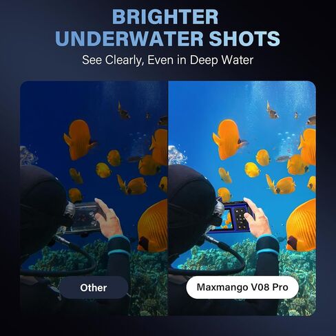 Maxmango V08 Pro 49FT Underwater Camera - 8K 90MP WiFi Waterproof Digital Camera with Touchscreen, Dustproof Shockproof Rugged Camera for Snorkeling, 64GB Point and Shoot Digital Digital Cam - Blue in Kuwait
