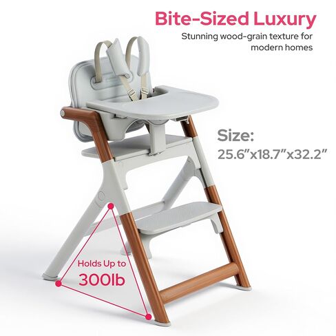 SYNCFUN Convertible Baby High Chair, Foldable High Chairs for Babies and Toddlers, Adjustable Feeding Chair with Removable Tray Easy Clean Wipeable Seat, 6 Months to 300 Lb, Wood Grain Frame in Kuwait