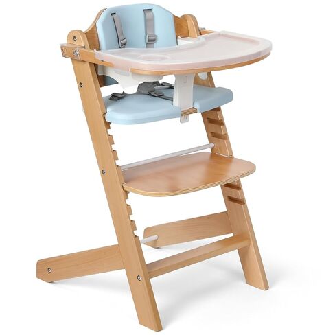 Cowiewie 3-in-1 Convertible Natural Wooden High Chair for Babies & Toddlers 3-Tier Remove & 2 Adjustable Wood Tray & 8 Levels Adjustable, 2 Waterproof Cozy Cushions (Black) in Kuwait
